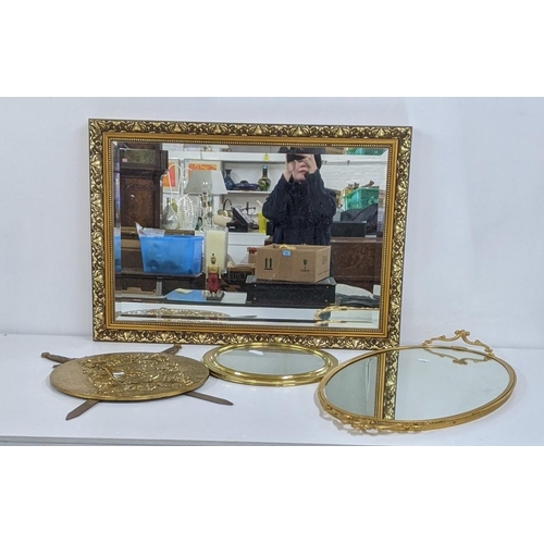 220 - Mixed guilt framed mirrors, together with a wall hanging crest shield, Location:RWB