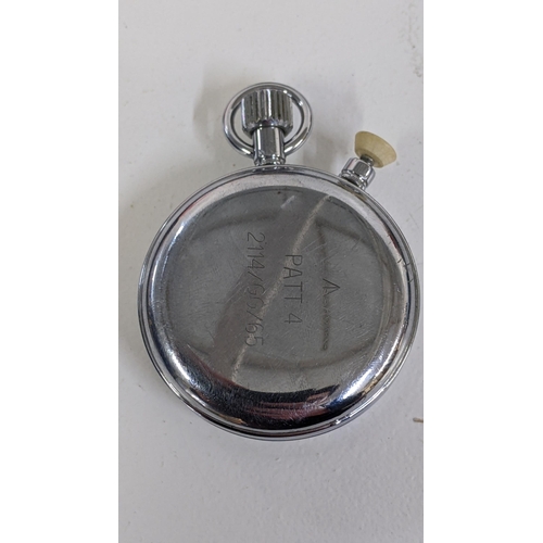 228 - A Lemanio military issue stop watch, engraved with broad arrow and numbered 2114/GG/65 A/F, Location... 