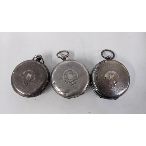 234 - Three late 19th/early 20th century open faced pocket watches to include a silver watch having a whit... 