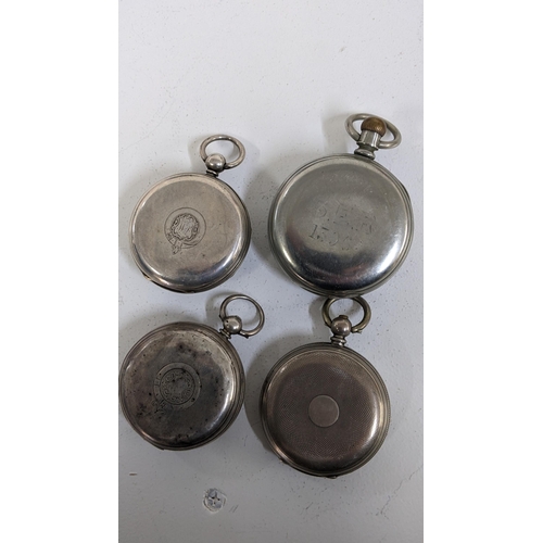 241 - Four late 19th/early 20th century pocket watches, to include a late Victorian silver watch, the move... 