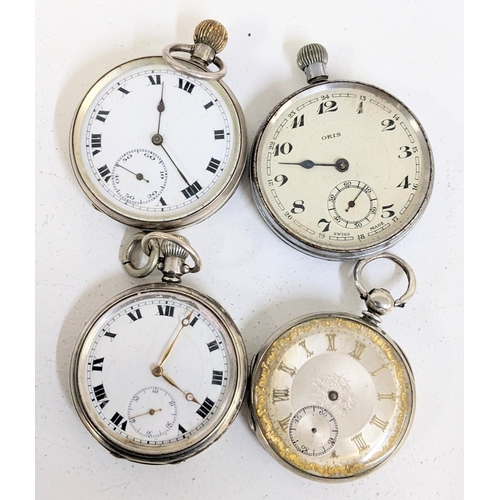 242 - Four late 19th/early 20th century pocket watches to include an Oris, a Buren in a silver case and tw... 