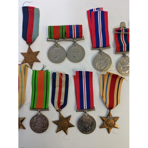 293 - WWII medals to include Defence, British war and Stars, Location:STAIRS