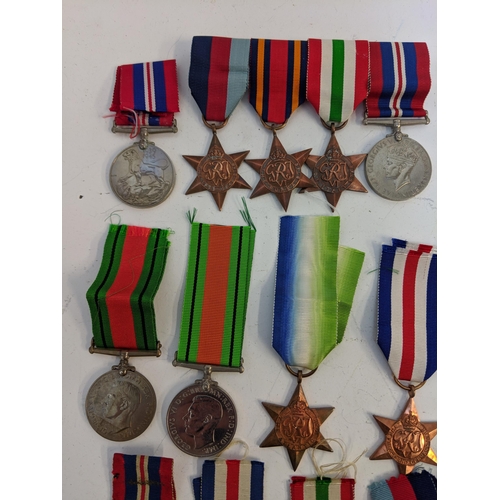 294 - WWII medals to include Defence, British war and Stars, Location:STAIRS