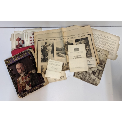 306 - Printed ephemera from 1930s and 1950s to include details about the Queens Coronation, a leaflet abou... 