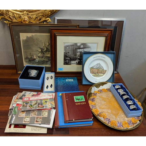 314 - Collectables to include mint stamps, stamps from around the world, pictures, Newbridge silver plated... 