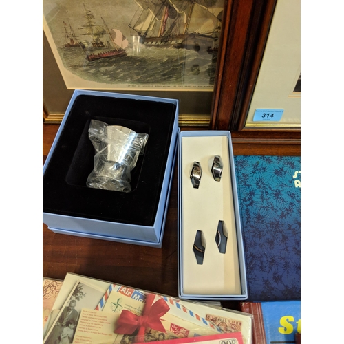 314 - Collectables to include mint stamps, stamps from around the world, pictures, Newbridge silver plated... 