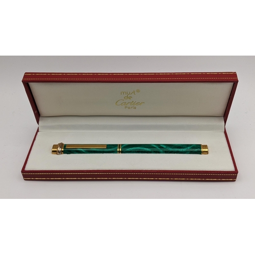 43 - A Cartier malachite lacquer ballpoint pen, with box, numbered 610779
Location:CAB7