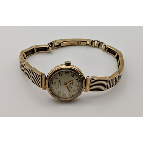 58 - A 9ct gold Rotary wristwatch 15.5g on a gold bracelet Location:CAB4