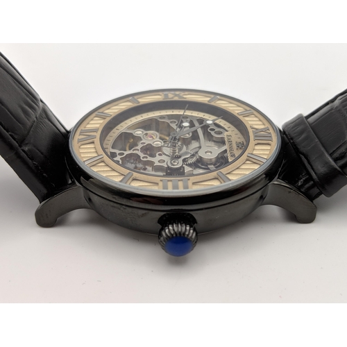 68 - A Thomas Earnshaw gents automatic skeleton wrist watch, on a black leather strap
Location:CAB6