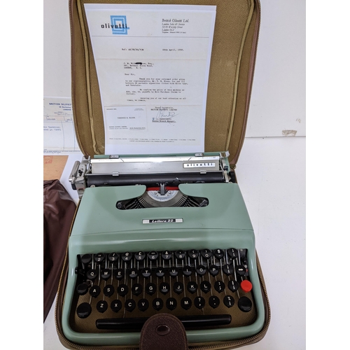 194 - Olivetti portable typewriter - Lettera 22, fitted with Elite type and tabulator. Purchased 28th Apri... 