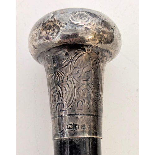 264 - A silver topped walking stick and an umbrella with a dog head handle, Aramis, Location:A2F