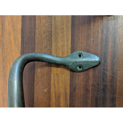 321 - An early 20th century bronze door handle fashioned as a snake, Location:STAIRS