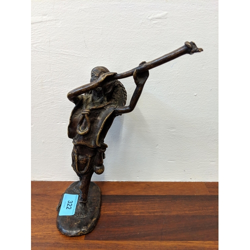 322 - A 20th century Chinese bronze figure of a Musician signed AOP-BP2351 and other indistinct text, Loca... 