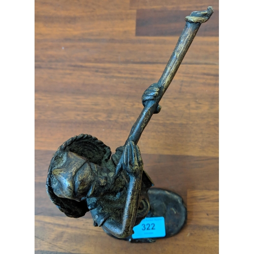 322 - A 20th century Chinese bronze figure of a Musician signed AOP-BP2351 and other indistinct text, Loca... 