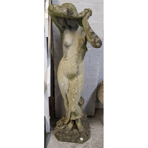 372 - A reconstituted stoneware garden statue of a classical female, 113h, Location:FOYER