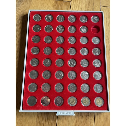 396 - A collection of over 450 coins housed in 12 Lidner stacking coin trays, English copper from 1797, to... 