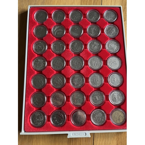 396 - A collection of over 450 coins housed in 12 Lidner stacking coin trays, English copper from 1797, to... 