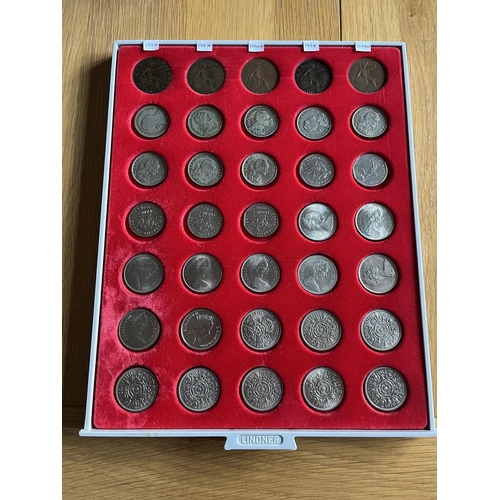 396 - A collection of over 450 coins housed in 12 Lidner stacking coin trays, English copper from 1797, to... 