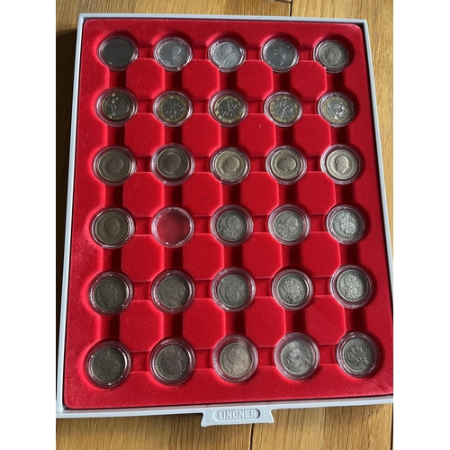 396 - A collection of over 450 coins housed in 12 Lidner stacking coin trays, English copper from 1797, to... 