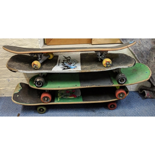 403 - Four skateboards, all decorated on the underside A/F, Location:LWF