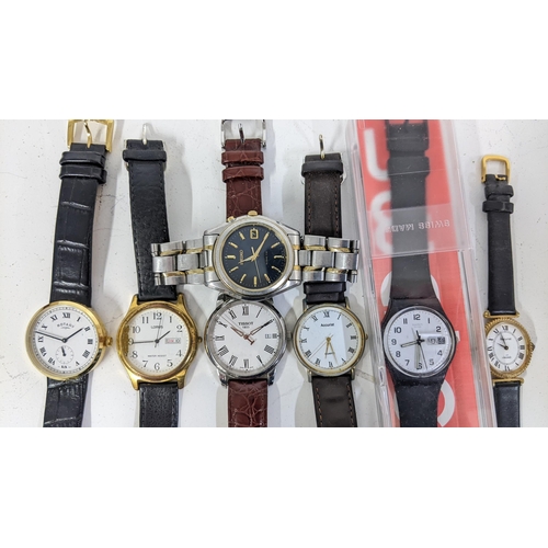 407 - THIS LOT HAS BEEN WITHDRAWN - Mixed watches to include a Seiko Kinetic bi-coloured metal, boxed Swat... 