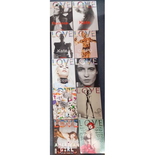 90 - A quantity of approximately 34 glossy 'Love' thick coffee table magazines of glamour, fashion, luxur... 