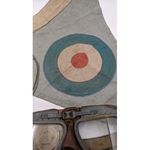 13 - A WWII era Air-Sea Rescue ensign flag having RAF roundel, a pair of WWII wartime RAFVR identificatio... 