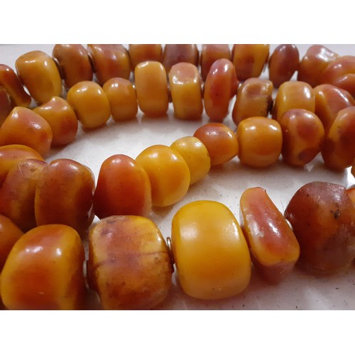 139 - A vintage bakelite necklace having 46 irregular beads measuring 100cm in length in total. Location: ... 