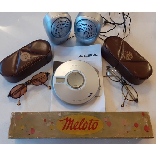 141 - A mixed lot comprising 2 pairs of Red or Dead prescription reading glasses in cases, a Meleto music ... 