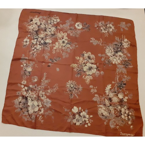 143 - A group of vintage silk and satin scarves to include a Luigi Labella fighting cockerel scarf with be... 