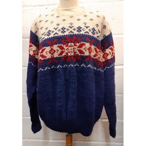 39 - Ralph Lauren-A 1990'S Polo gents hand knitted sweater in the Scandinavian style in navy, red and cre... 