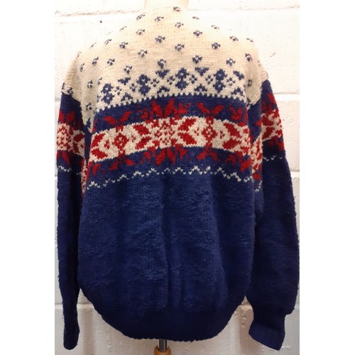 39 - Ralph Lauren-A 1990'S Polo gents hand knitted sweater in the Scandinavian style in navy, red and cre... 