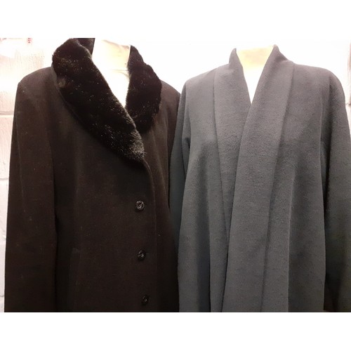 145 - Two modern ladies full length coats comprising a Spirit of the Andes Peruvian alpaca in a teal/grey,... 