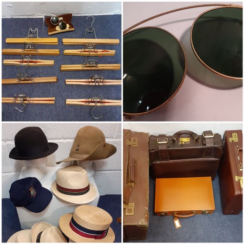 150 - A group of hats to include a Battersby school boater size 6⅞, a RWAFF wide brim felt hat, 4 straw ha... 