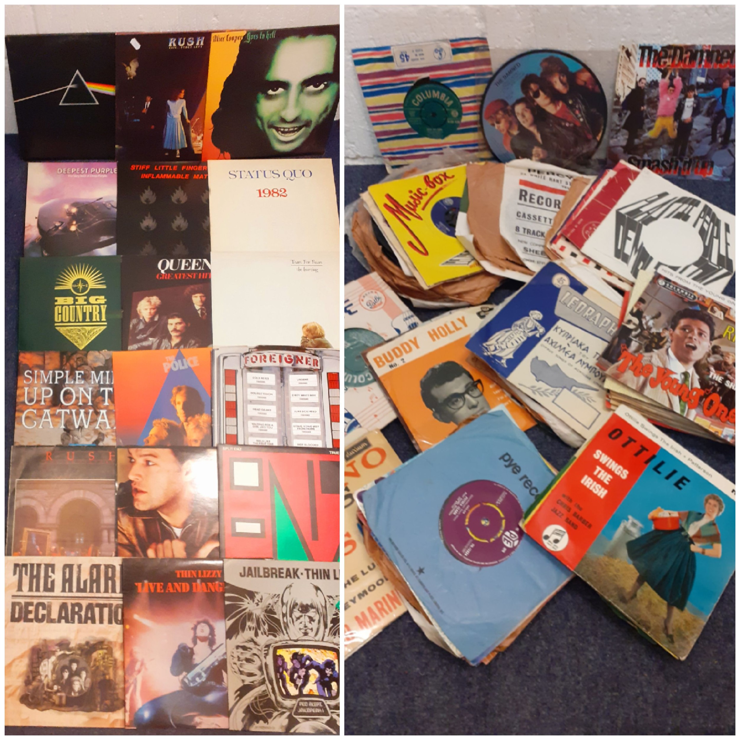 A quantity of LP's, mainly 1970's Rock albums and 45rpm single records ...