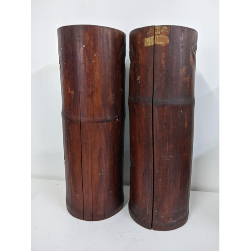 11 - A large pair of 19th century Chinese bamboo brush pots, 32.5cm h
Location:A3M