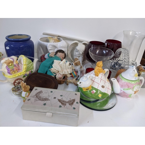 153 - A mixed lot to include glassware, boxed Corgi toys, dolls, jardiniere with stand, and other items Lo... 