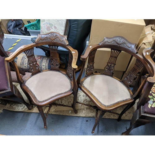 280 - A pair of late 19th/early 20th century mahogany pierced splat back salon armchairs Location:LAF