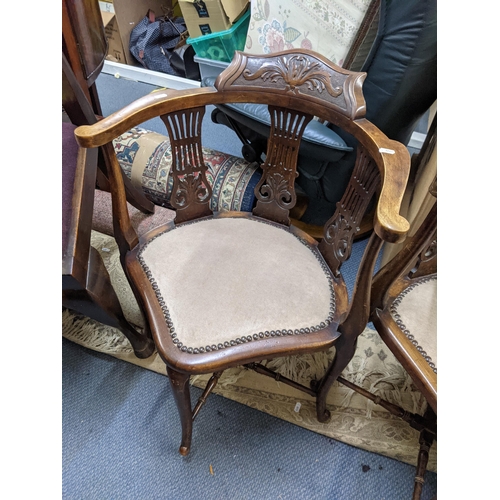 280 - A pair of late 19th/early 20th century mahogany pierced splat back salon armchairs Location:LAF