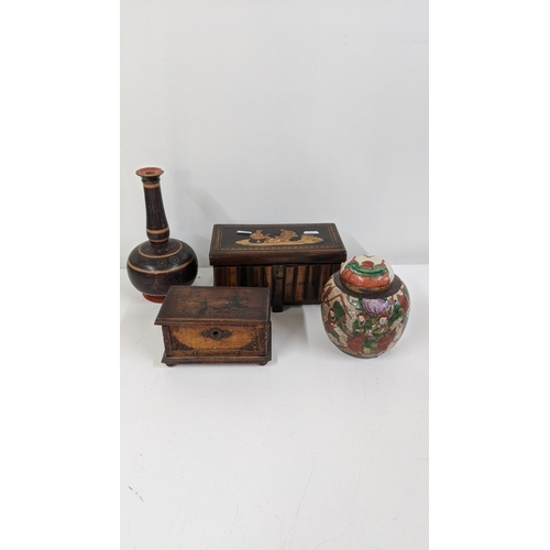 285 - An early to mid 20th century box, together with a Chinese Nanking ginger jar, and others Location:RA... 