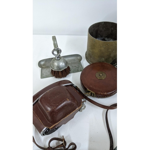 312 - A mixed lot to include a WWII Thermos flask, vintage sugar, tea and coffee pot, mixed ceramics to in... 