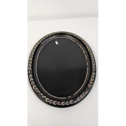 319 - Two Victorian papiermache trays to include one inlaid with mother of pearl A/F Location:ROS