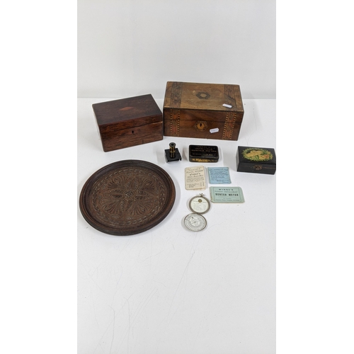 324 - A mixed lot to include Wynnes Hunter meter an inlaid box A/F, and one other, together with other ite... 