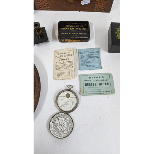 324 - A mixed lot to include Wynnes Hunter meter an inlaid box A/F, and one other, together with other ite... 