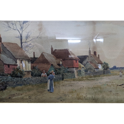 117 - Will Anderson - a pair of Victorian rural village street scenes with cottages and people, watercolou... 