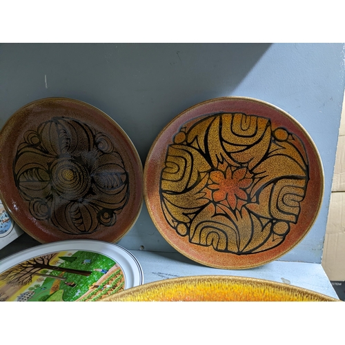 239 - ***THIS LOT HAS BEEN WITHDRAWN***Poole pottery to include a large Aegean bowl and two wall plates, a... 