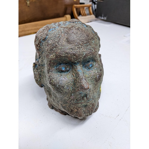 94 - Clive Anderson Pain or Gor, a painted fibreglass study of a man's head, signed and titled, small stu... 