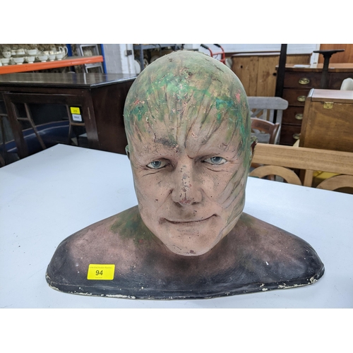 94 - Clive Anderson Pain or Gor, a painted fibreglass study of a man's head, signed and titled, small stu... 