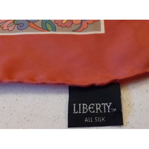 15 - Liberty- Three vintage silk scarves to include a brown Tana Lawn scarf, 33