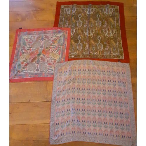 15 - Liberty- Three vintage silk scarves to include a brown Tana Lawn scarf, 33
